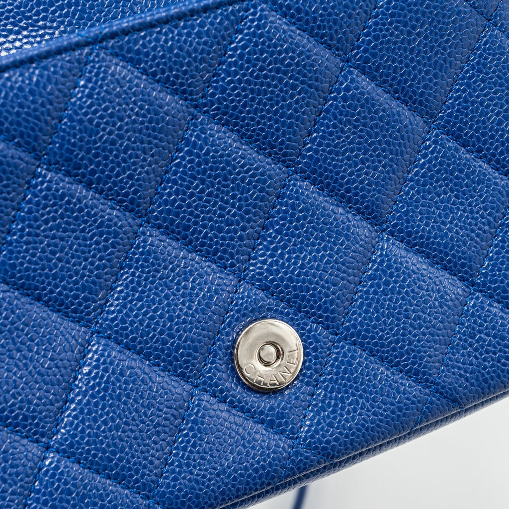CHANEL SQUARE FLAP BAG CAVIAR BLUE WITH BLUE HARDWARE