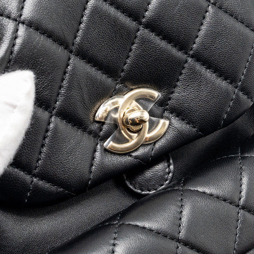 CHANEL MINI DUMA BACKPACK LAMBSKIN BLACK LGHW (MICROCHIP)