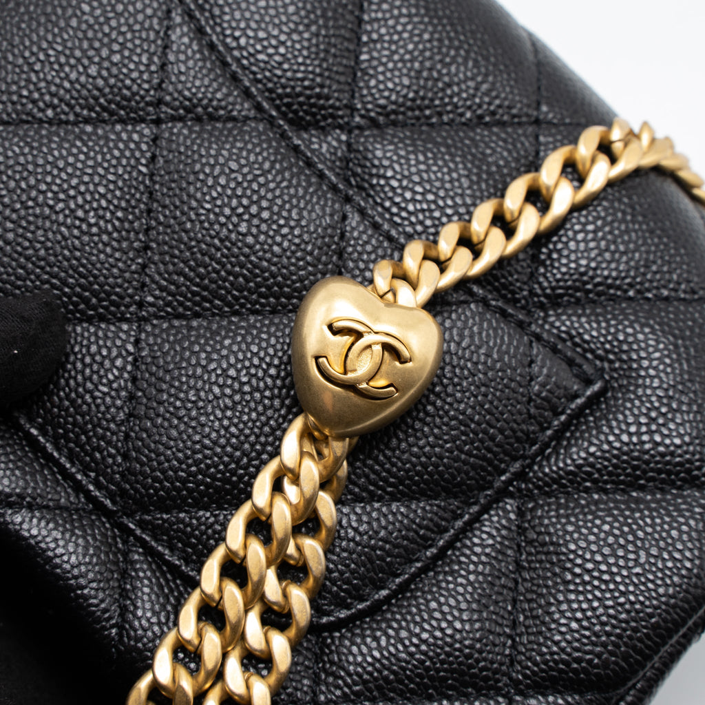 CHANEL 23P MINI COCO LOVE FLAP BAG CAVIAR BLACK GHW (MICROCHIP)