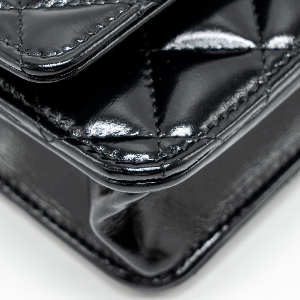 CHANEL 24A WALLET ON CHAIN SHINY CALFSKIN BLACK GHW (MICROCHIP)
