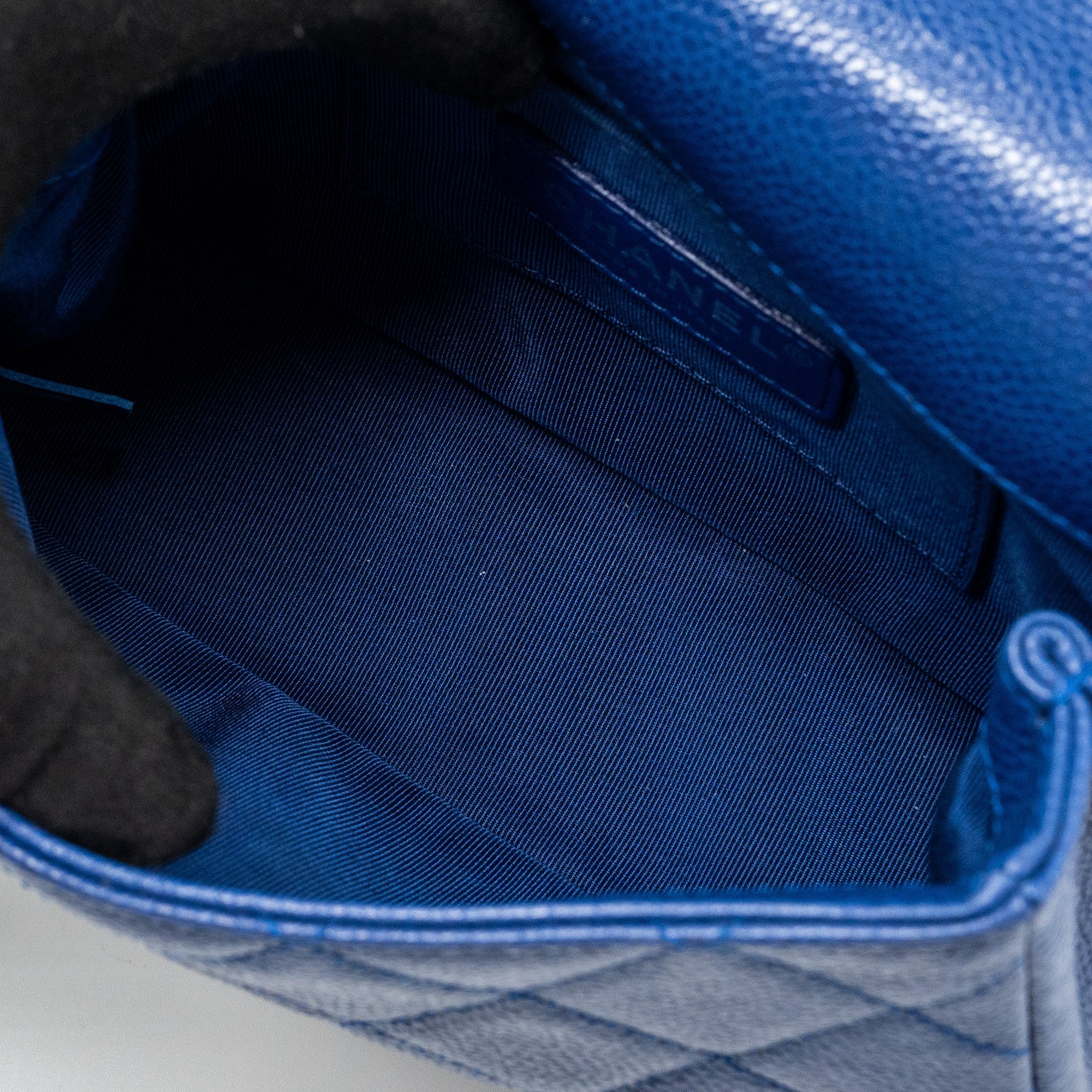CHANEL SQUARE FLAP BAG CAVIAR BLUE WITH BLUE HARDWARE