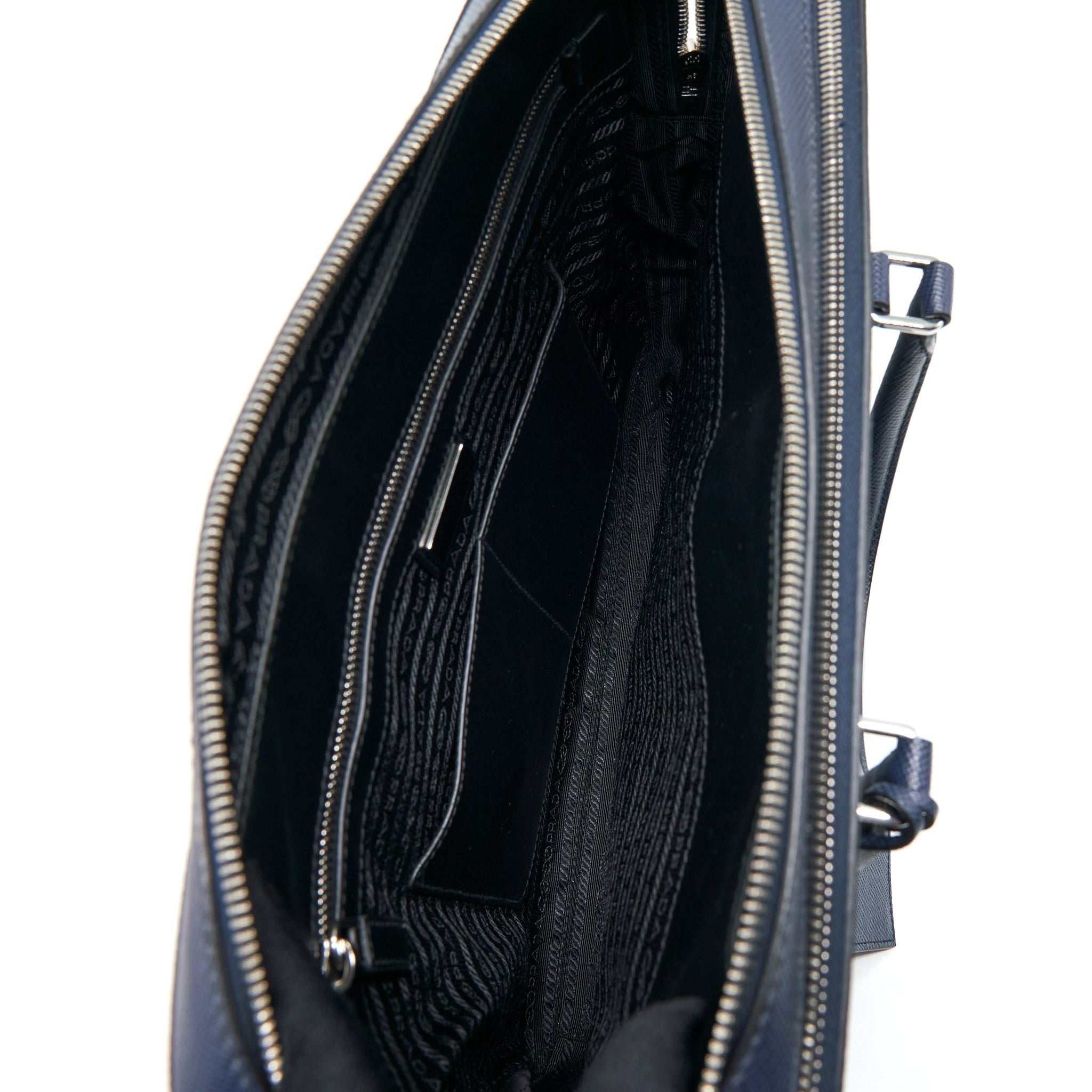 PRADA SAFFIANO BRIEFCASE NAVY SHW