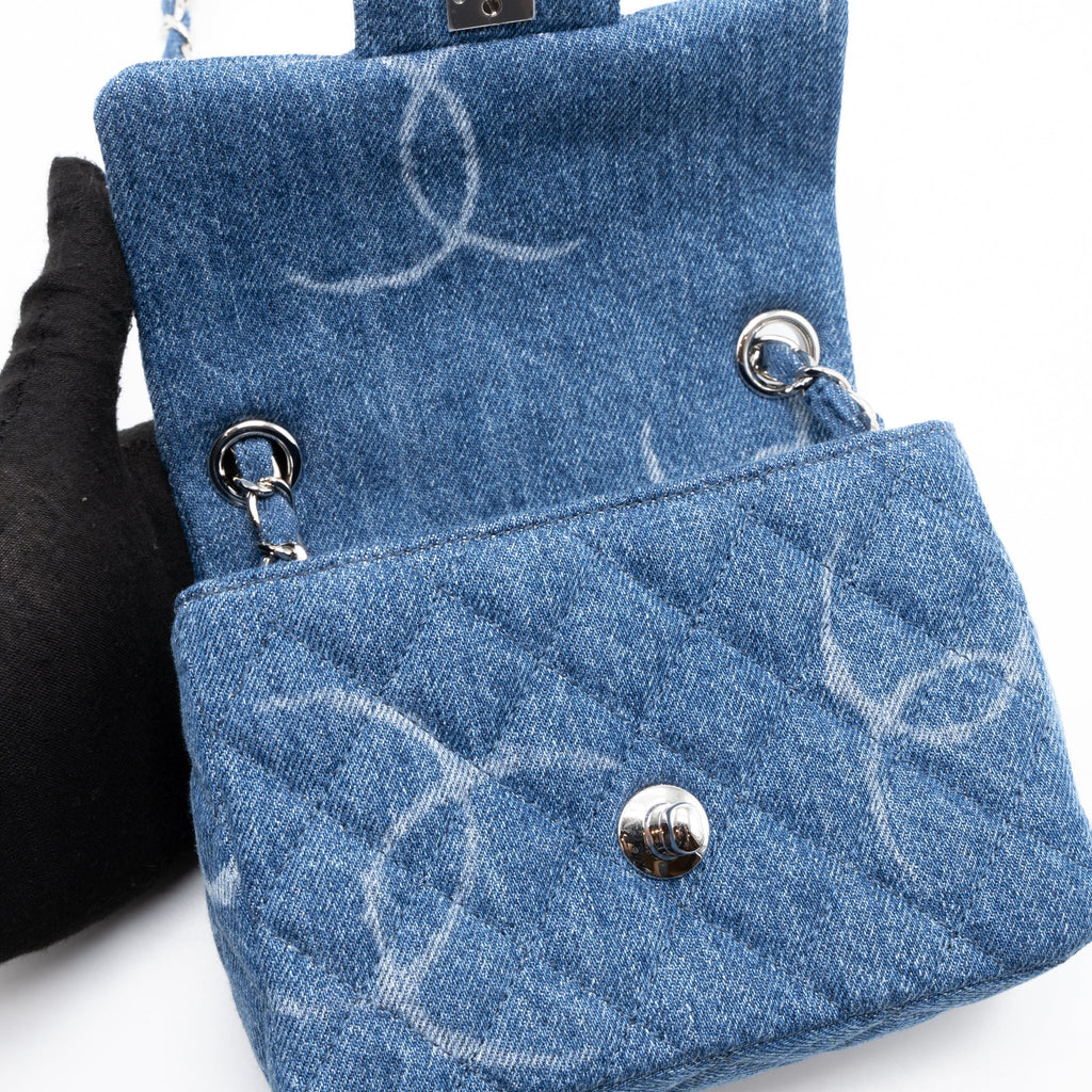 CHANEL MINI SQUARE FLAP BAG DENIM SHW