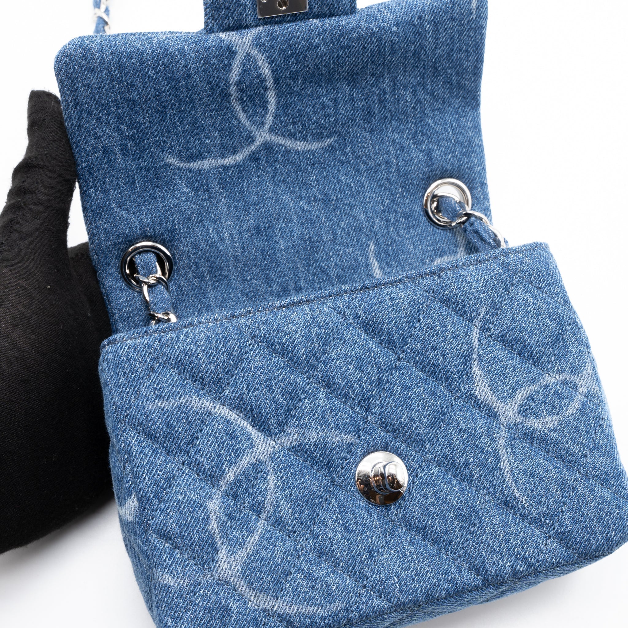 CHANEL MINI SQUARE FLAP BAG DENIM SHW