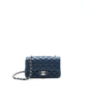 CHANEL MINI RECTANGULAR FLAP BAG LAMBSKIN BLUE SHW