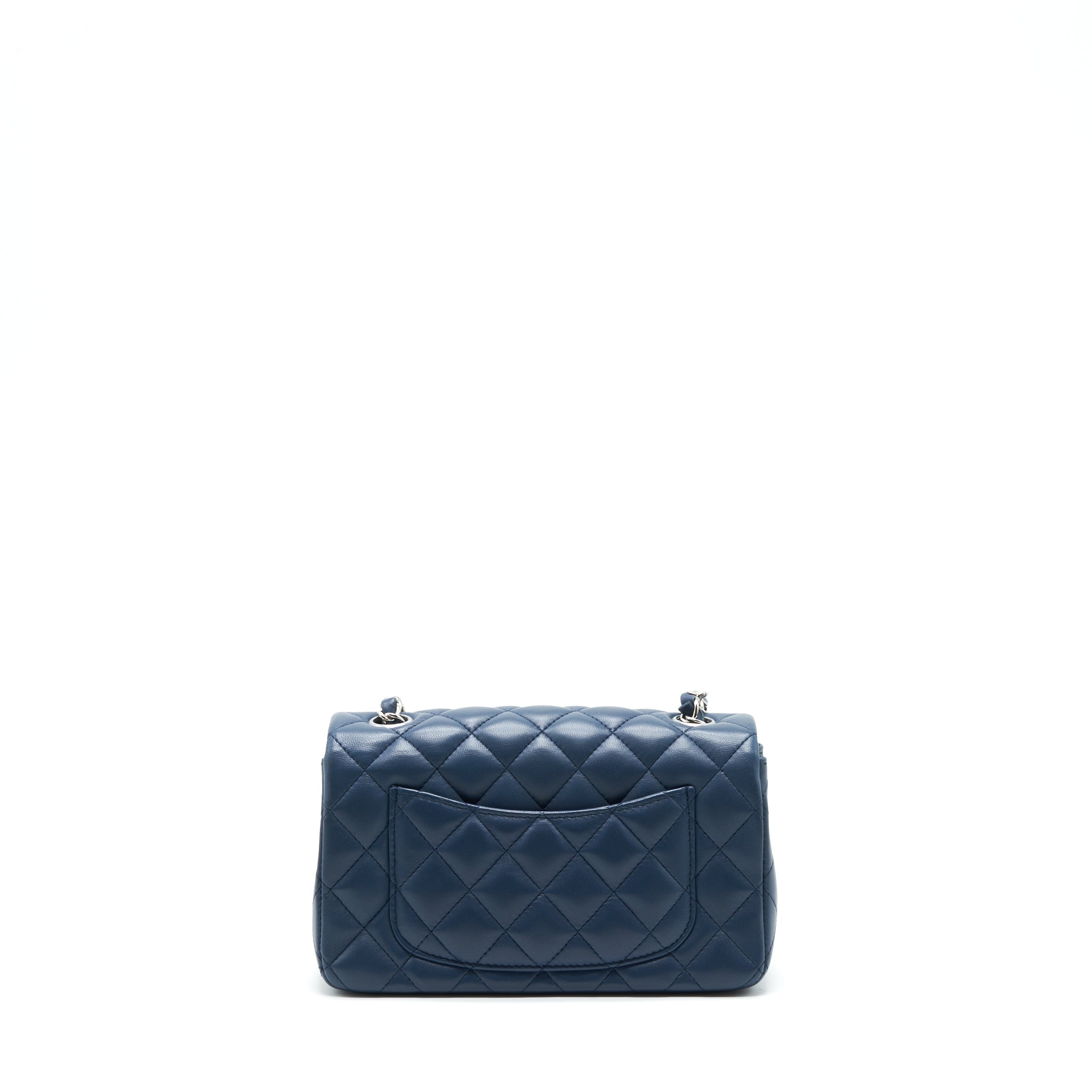 CHANEL MINI RECTANGULAR FLAP BAG LAMBSKIN BLUE SHW