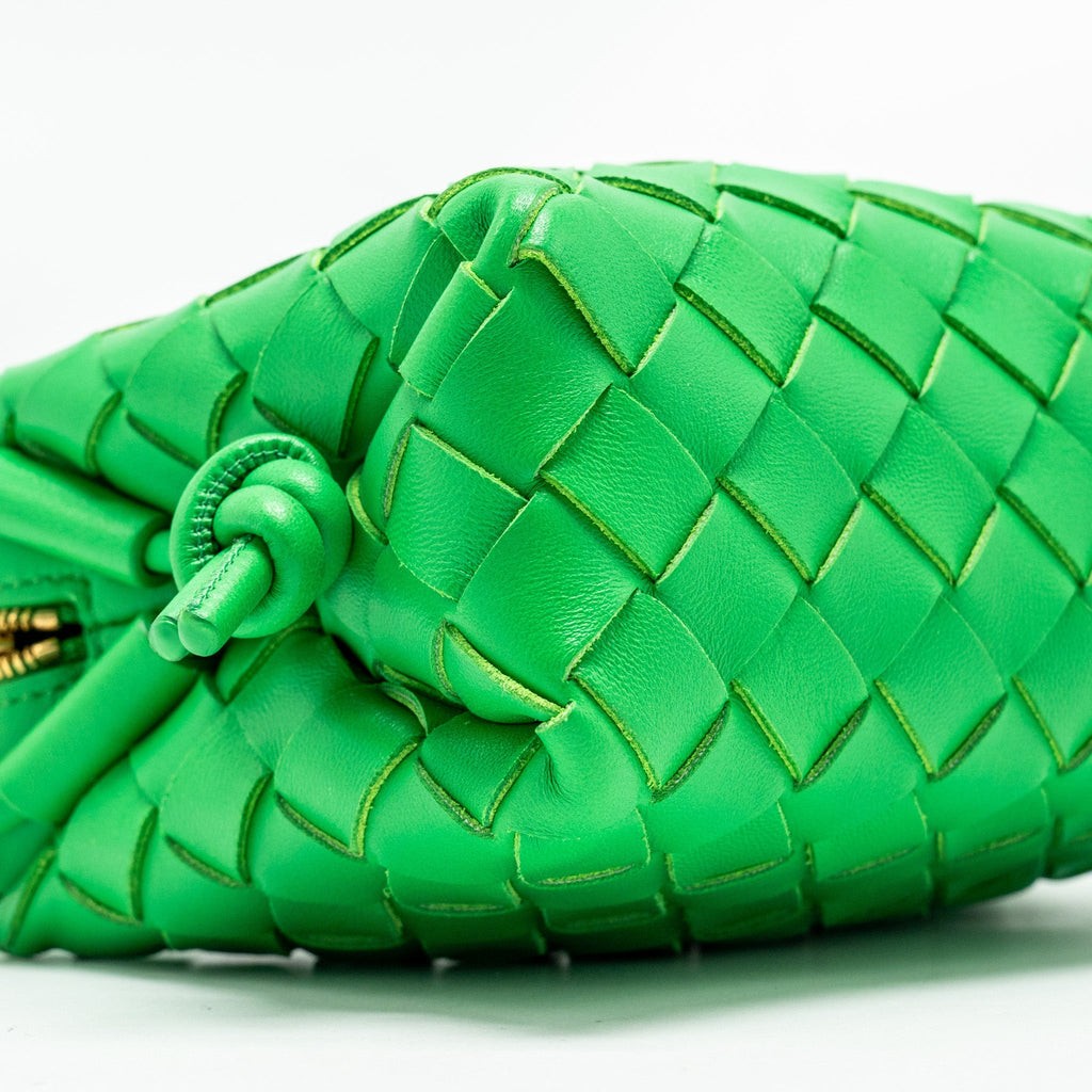 BOTTEGA VENETA MINI LOOP CAMERA BAG LAMBSKIN GREEN GHW