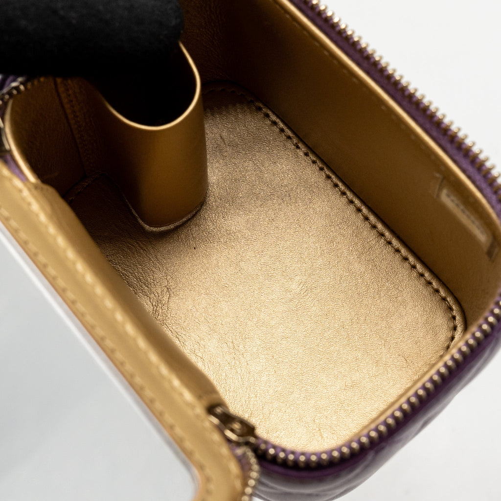 CHANEL PEARL CRUSH MINI VANITY WITH CHAIN LAMBSKIN PURPLE GHW