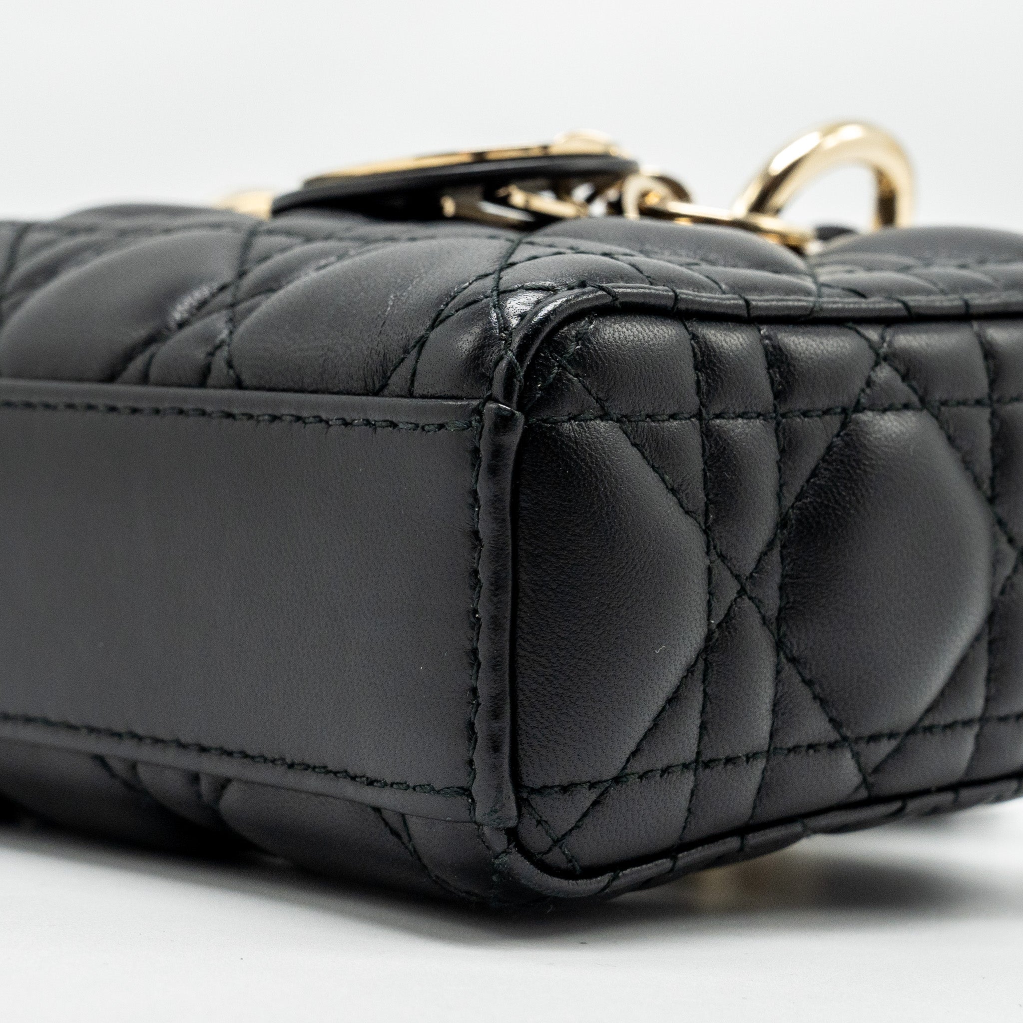 DIOR LADY D-JOY SMALL  BAG LAMBSKIN BLACK LGHW