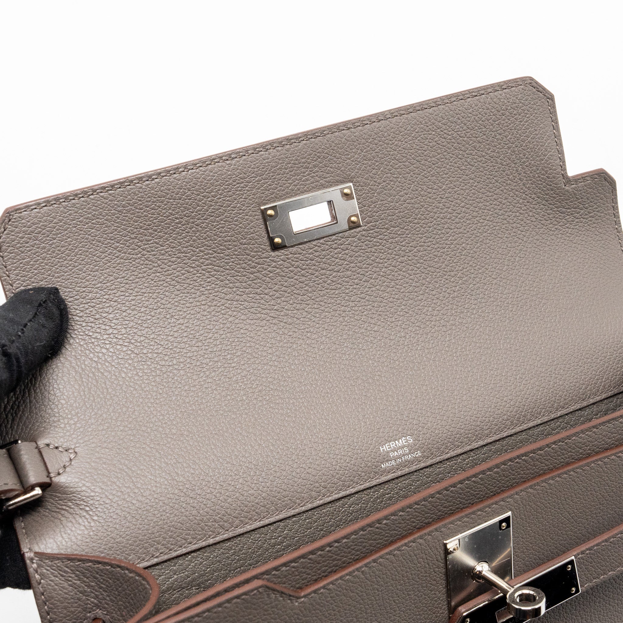 HERMES POCHETTE KELLY DEPECHES 25 EVERCOLOR 8F GRIS ETAIN SHW