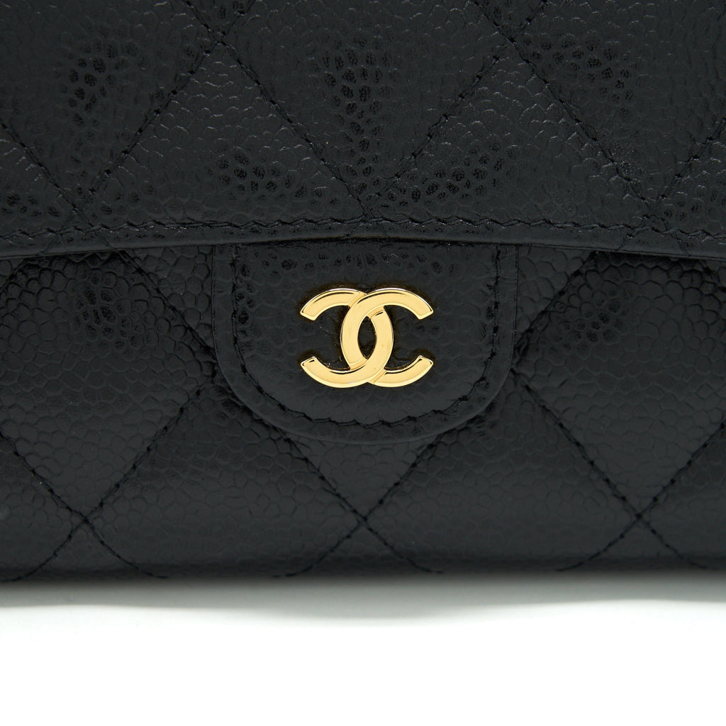 CHANEL CLASSIC FLAP LONG WALLET CAVIAR BLACK GHW