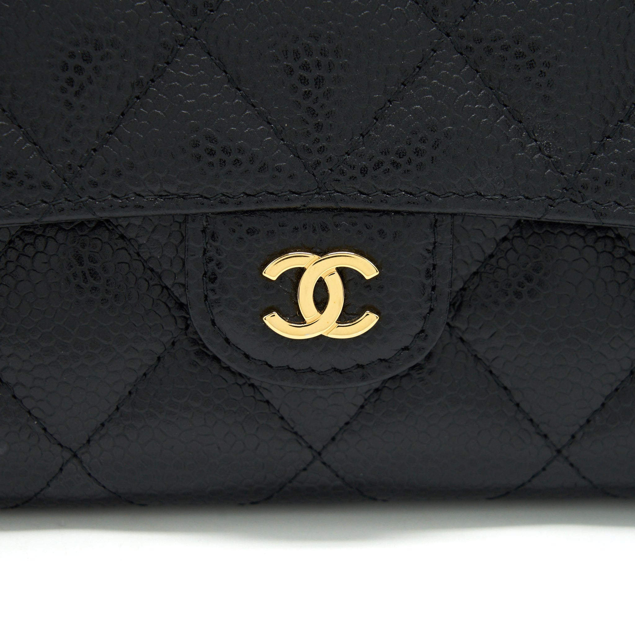 CHANEL CLASSIC FLAP LONG WALLET CAVIAR BLACK GHW