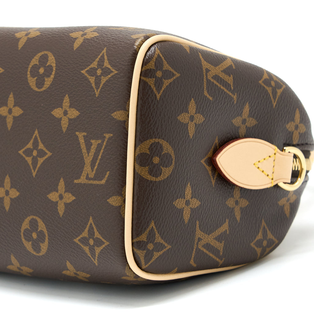 LOUIS VUITTON SPEEDY BANDOULIERE 20 MONOGRAM CANVAS WITH FUCHSIA STRAP GHW