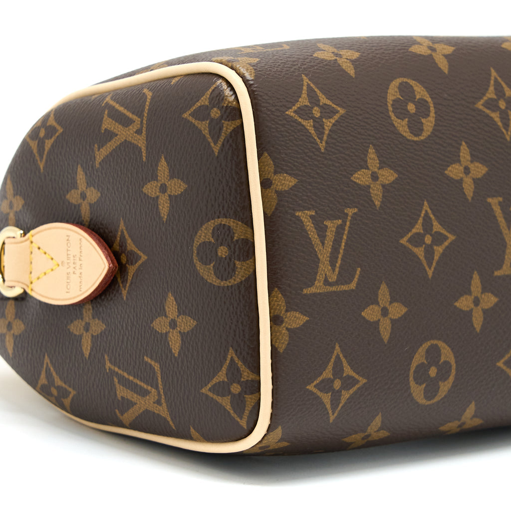 LOUIS VUITTON SPEEDY BANDOULIERE 20 MONOGRAM CANVAS WITH FUCHSIA STRAP GHW