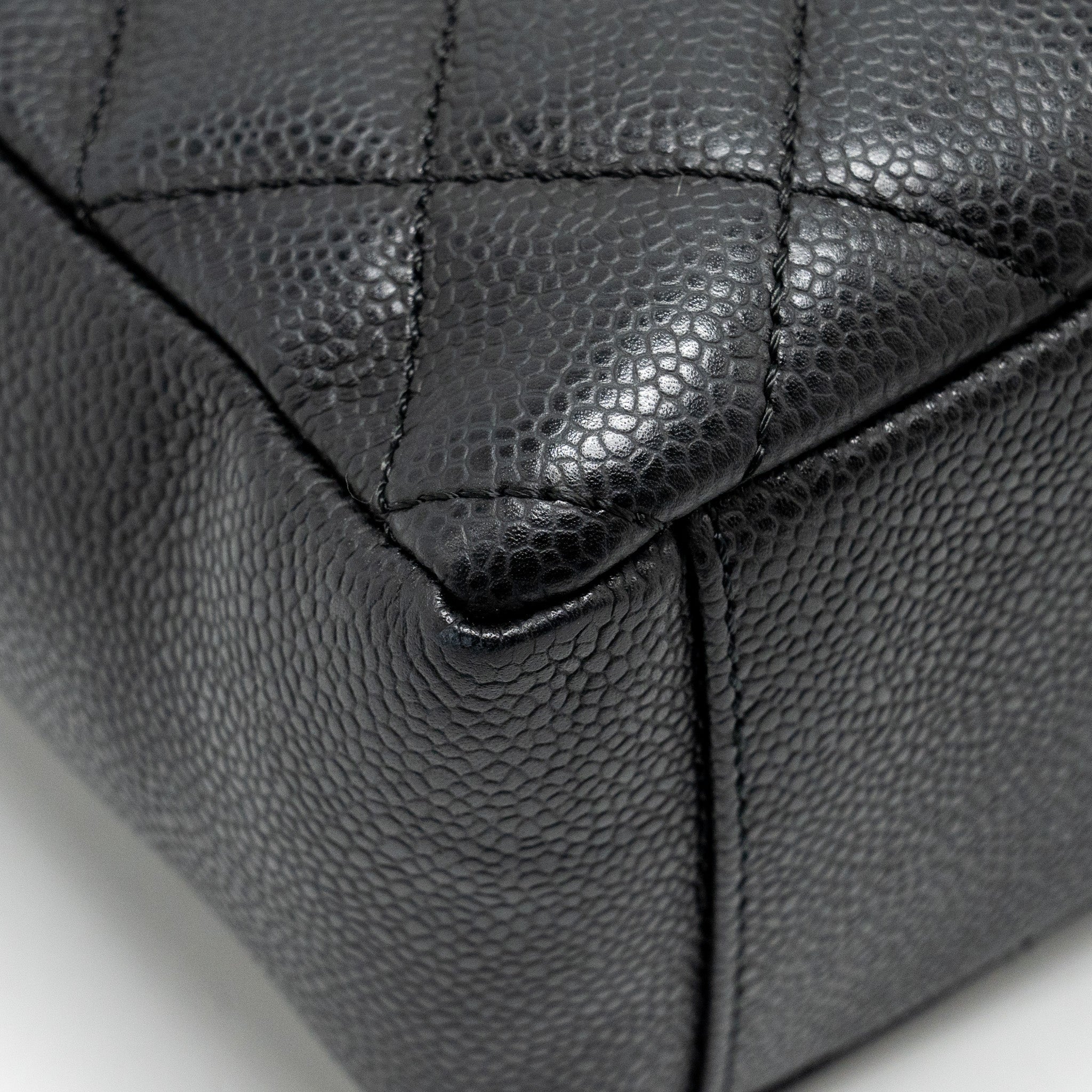 CHANEL PETIT SHOPPING TOTE BAG CAVIAR BLACK GHW