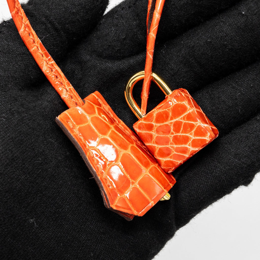 HERMES BIRKIN 35 SHINY CROCODILE POROSUS FEU GHW