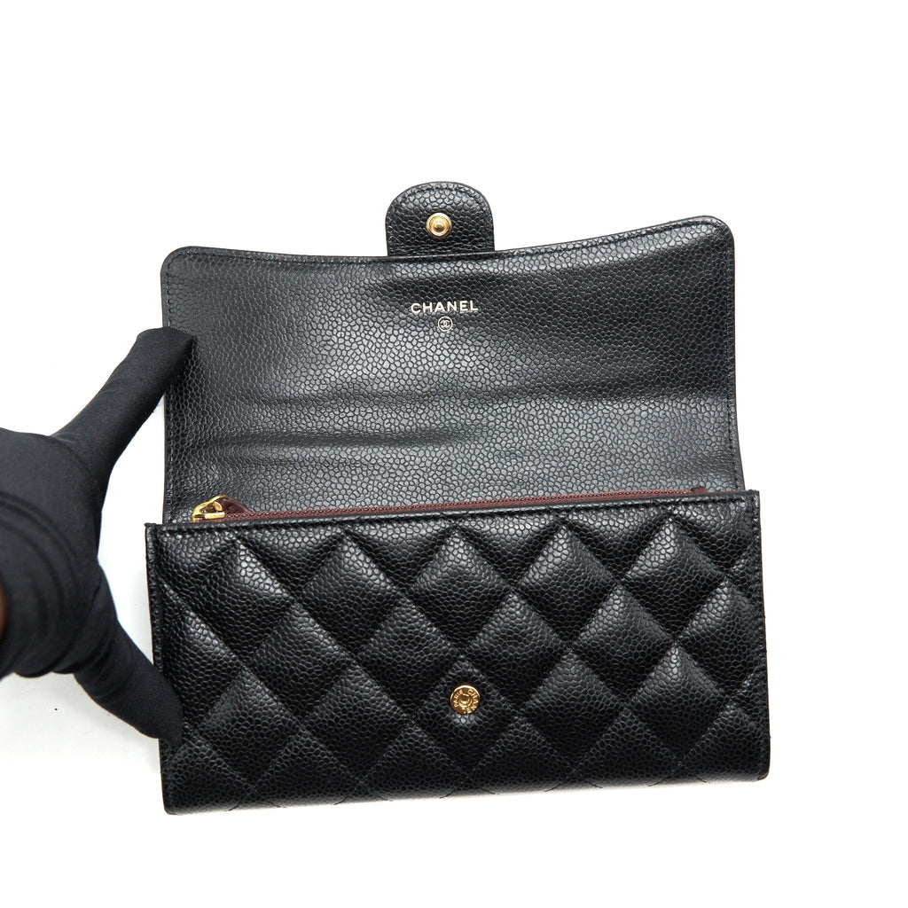 CHANEL CLASSIC FLAP LONG WALLET CAVIAR BLACK GHW