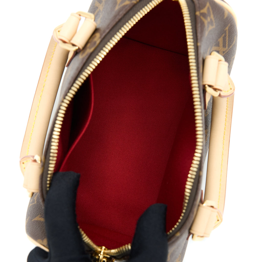 LOUIS VUITTON SPEEDY BANDOULIERE 20 MONOGRAM CANVAS WITH FUCHSIA STRAP GHW
