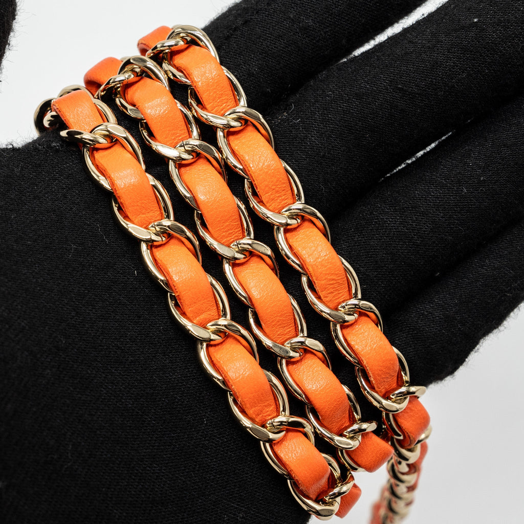 CHANEL MINI RECTANGULAR FLAP BAG LAMBSKIN ORANGE SHW