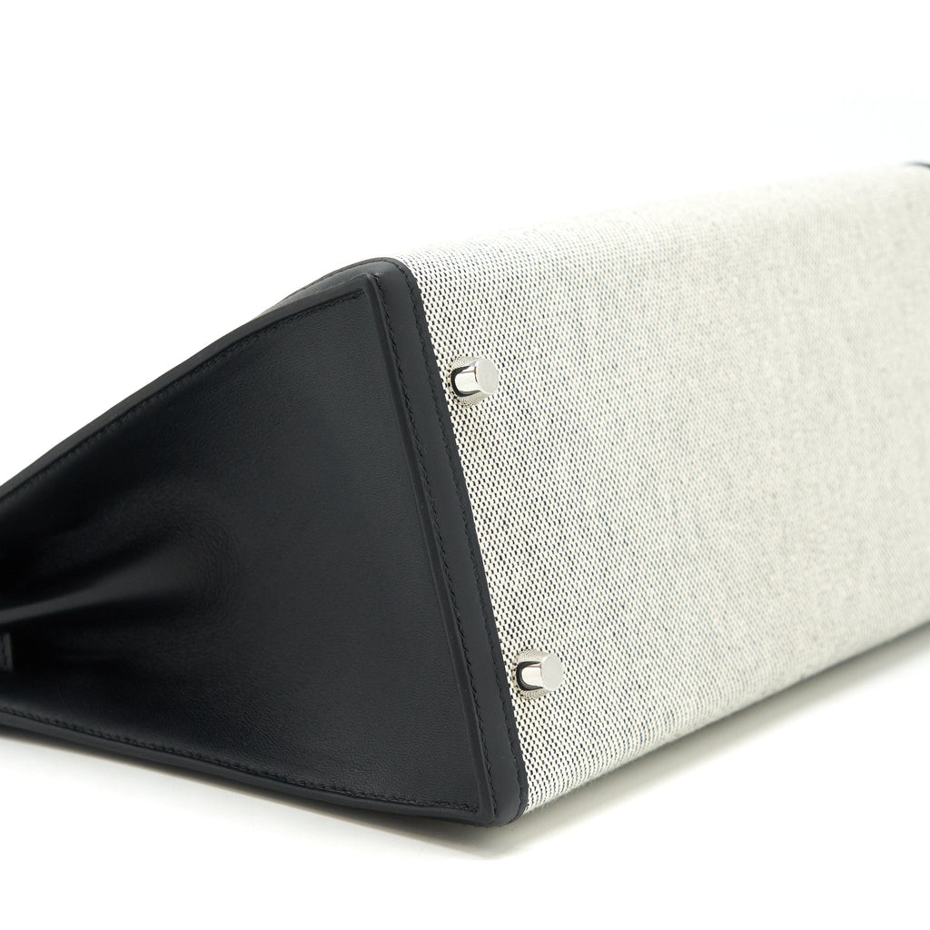 HERMES KELLY 28 TOILE H BLACK/ GREY SHW
