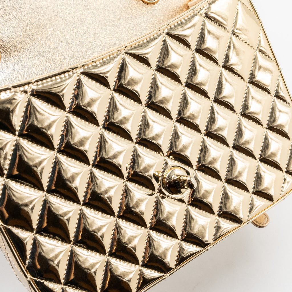 CHANEL 24C BACKPACK WITH STAR PATENT GOLD LGHW (MICROCHIP)