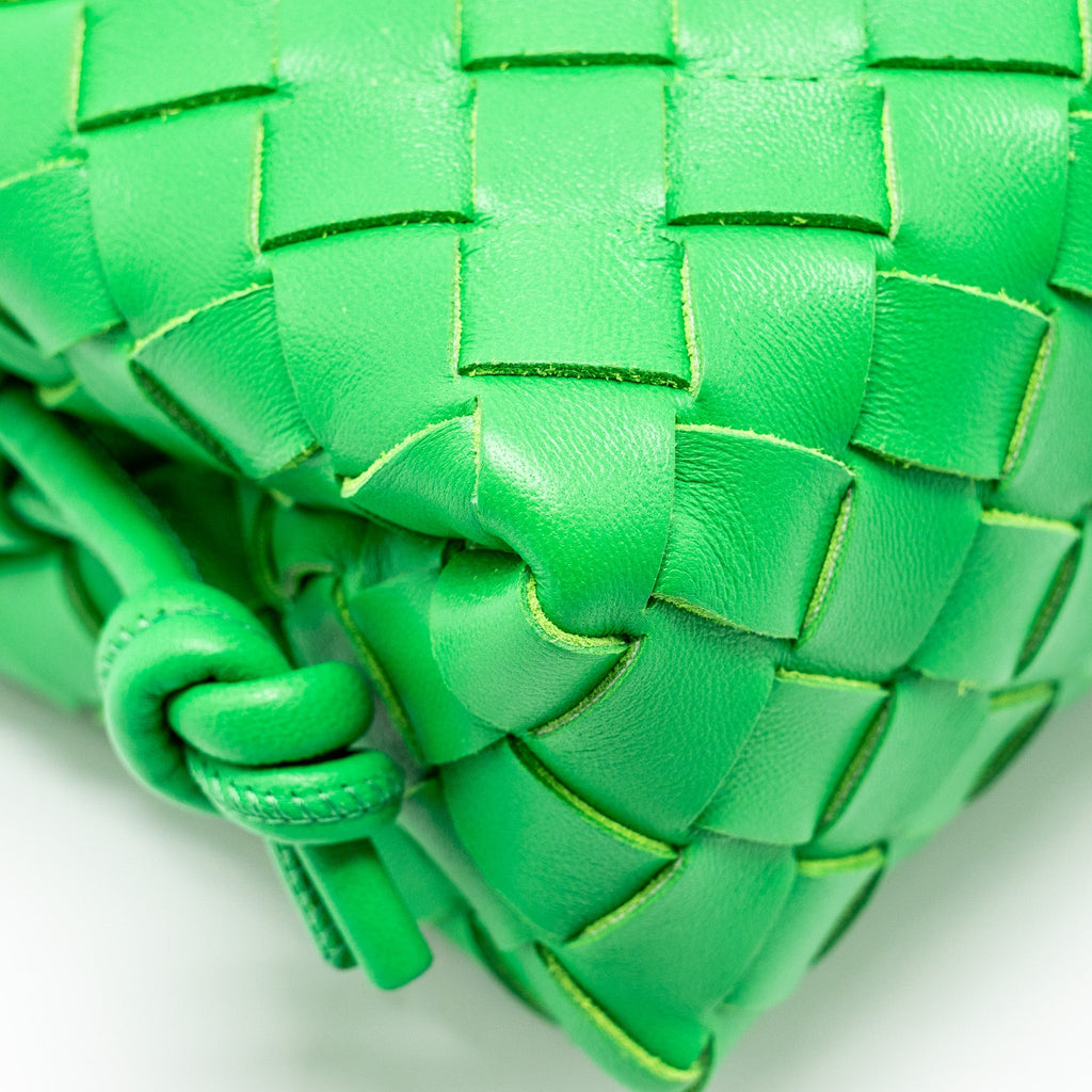 BOTTEGA VENETA MINI LOOP CAMERA BAG LAMBSKIN GREEN GHW