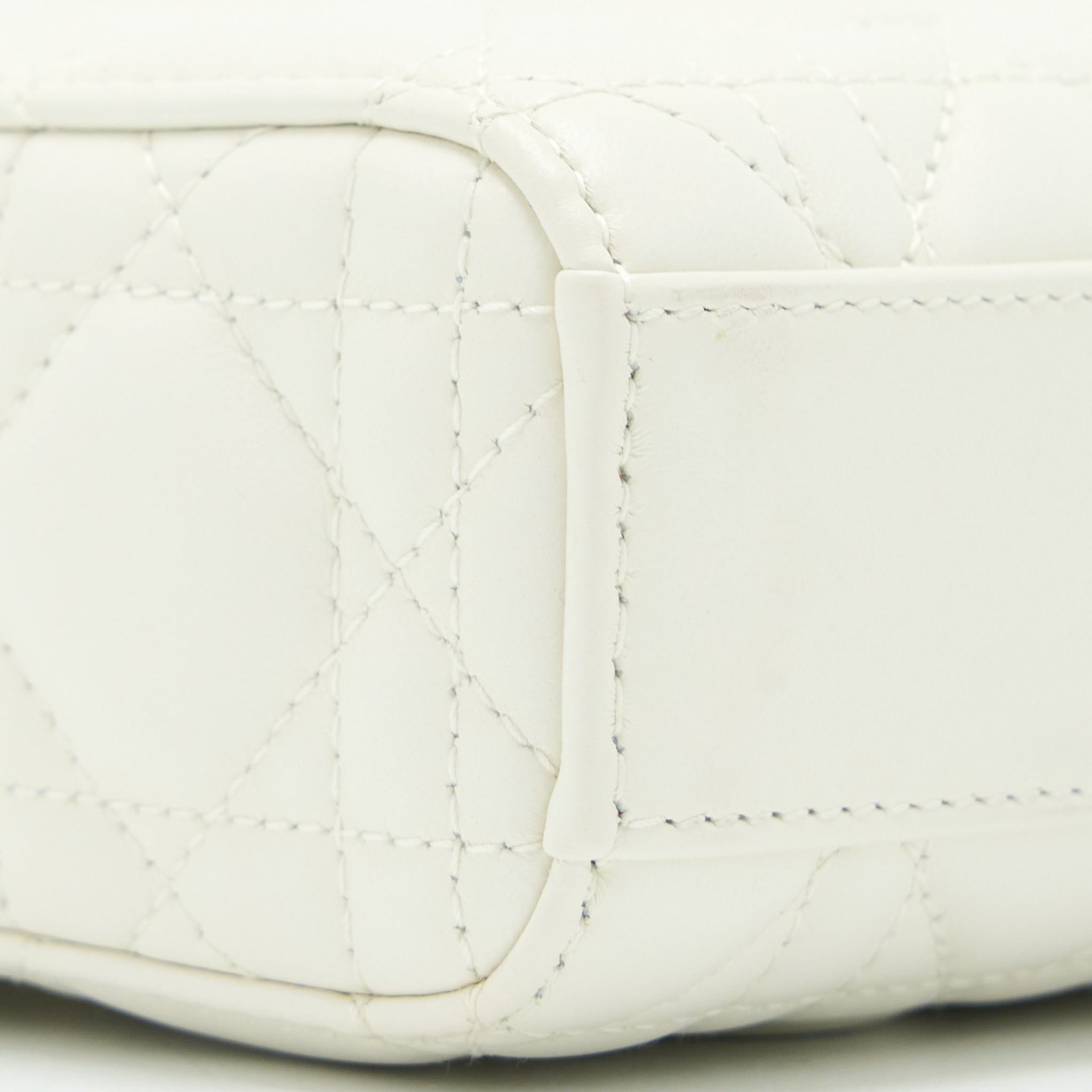 DIOR LADY D-JOY BAG LATTE CANNAGE LAMBSKIN WHITE LGHW