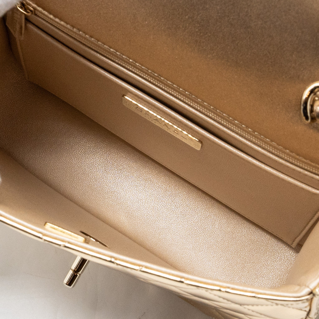 CHANEL 24C BACKPACK WITH STAR PATENT GOLD LGHW (MICROCHIP)