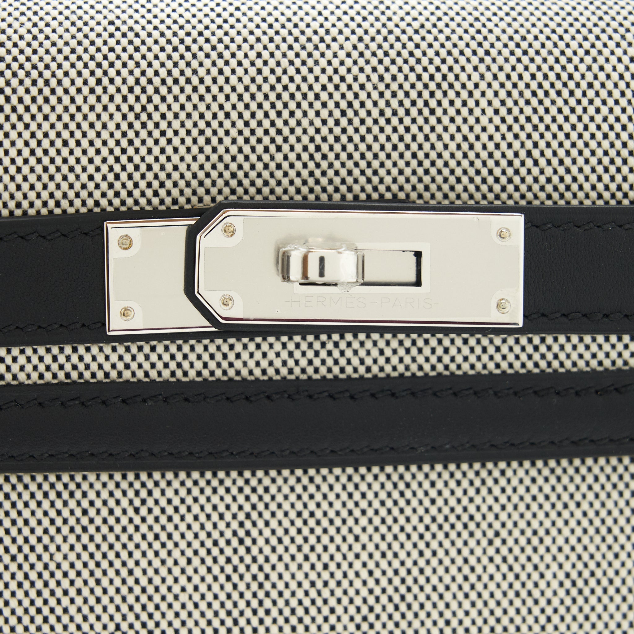 HERMES KELLY 28 TOILE H BLACK/ GREY SHW