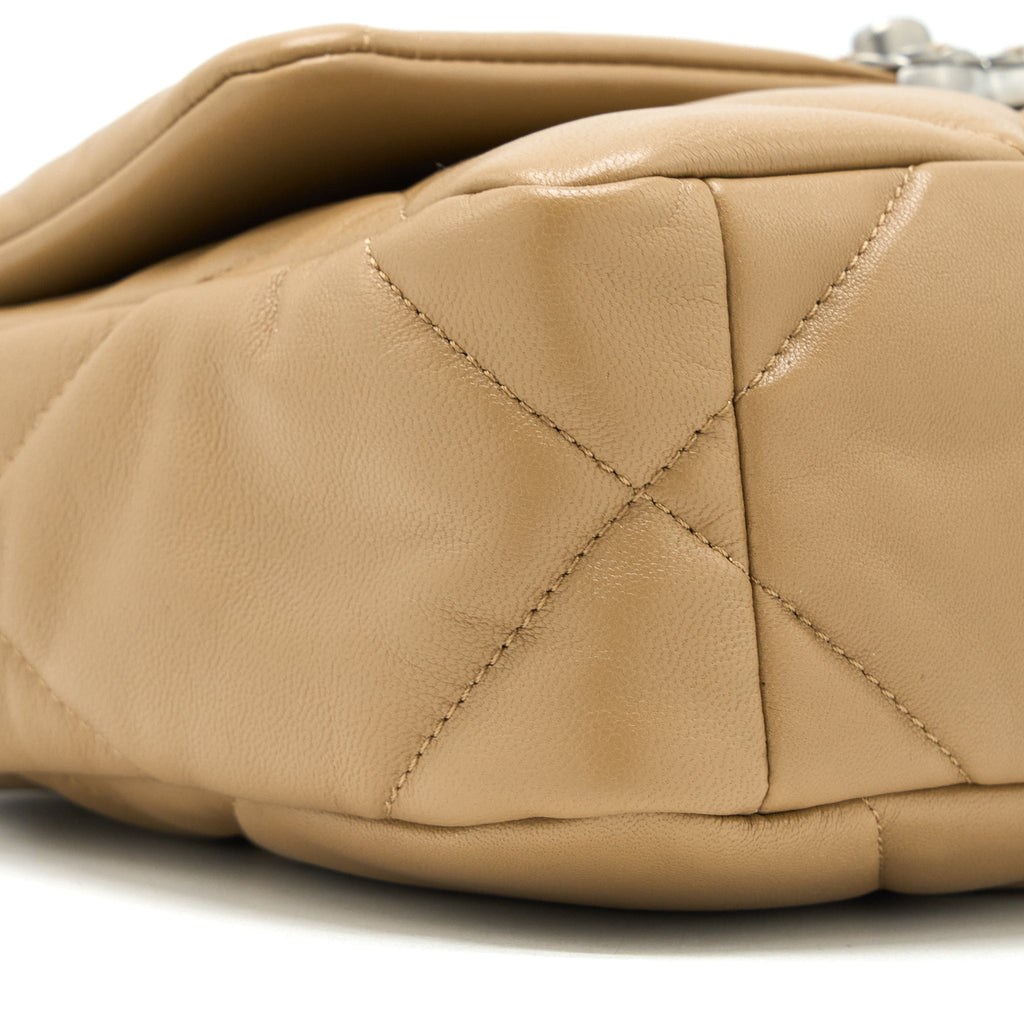 CHANEL 22B SMALL 19 BAG LAMBSKIN BEIGE MULTICOLOR HARDWARE (MICROCHIP)