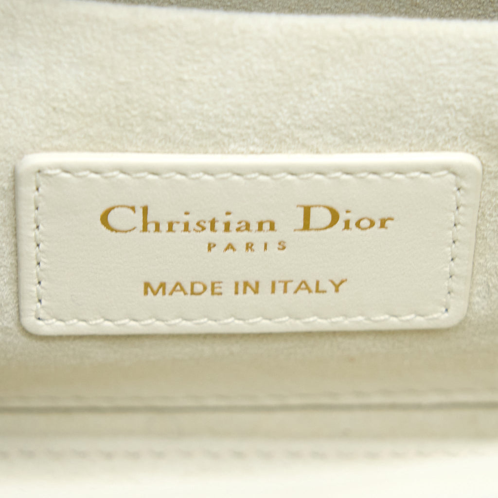 DIOR LADY D-JOY BAG LATTE CANNAGE LAMBSKIN WHITE LGHW