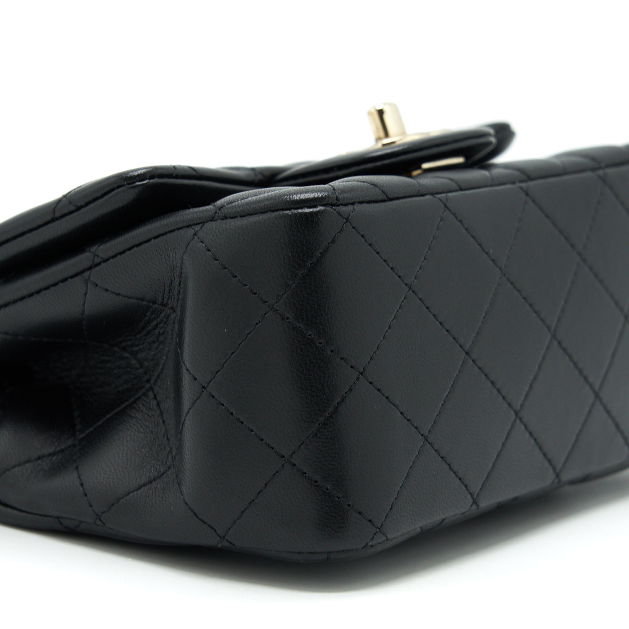 CHANEL MINI SQUARE FLAP BAG LAMBSKIN BLACK LGHW