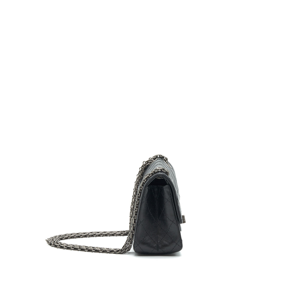 CHANEL MINI 2.55 REISSUE FLAP BAG BLACK WITH RUTHENIUM HARDWARE