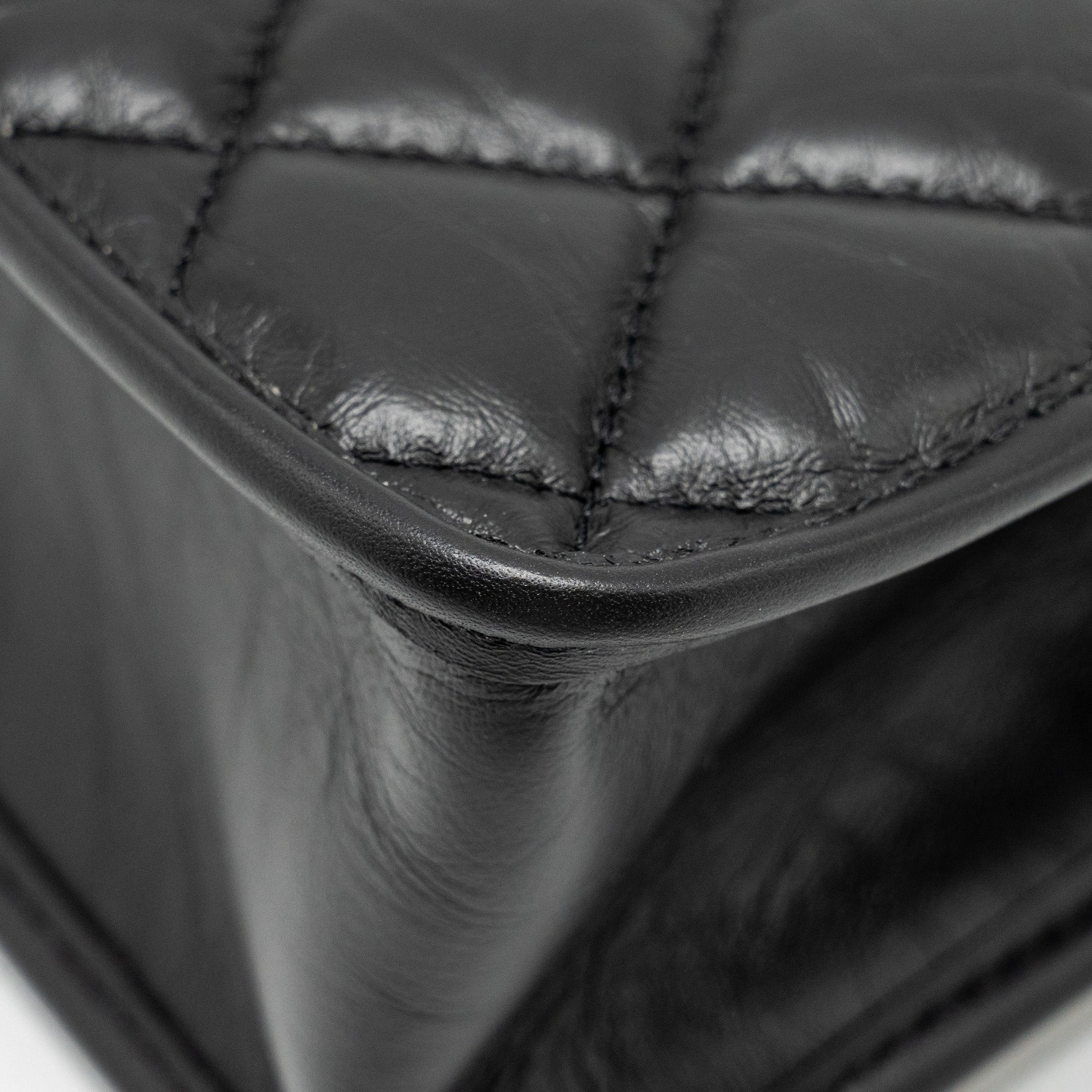 CHANEL 23S CLUTCH BAG WITH CHAIN CALFSKIN BLACK BRUSH GHW (MICROCHIP)