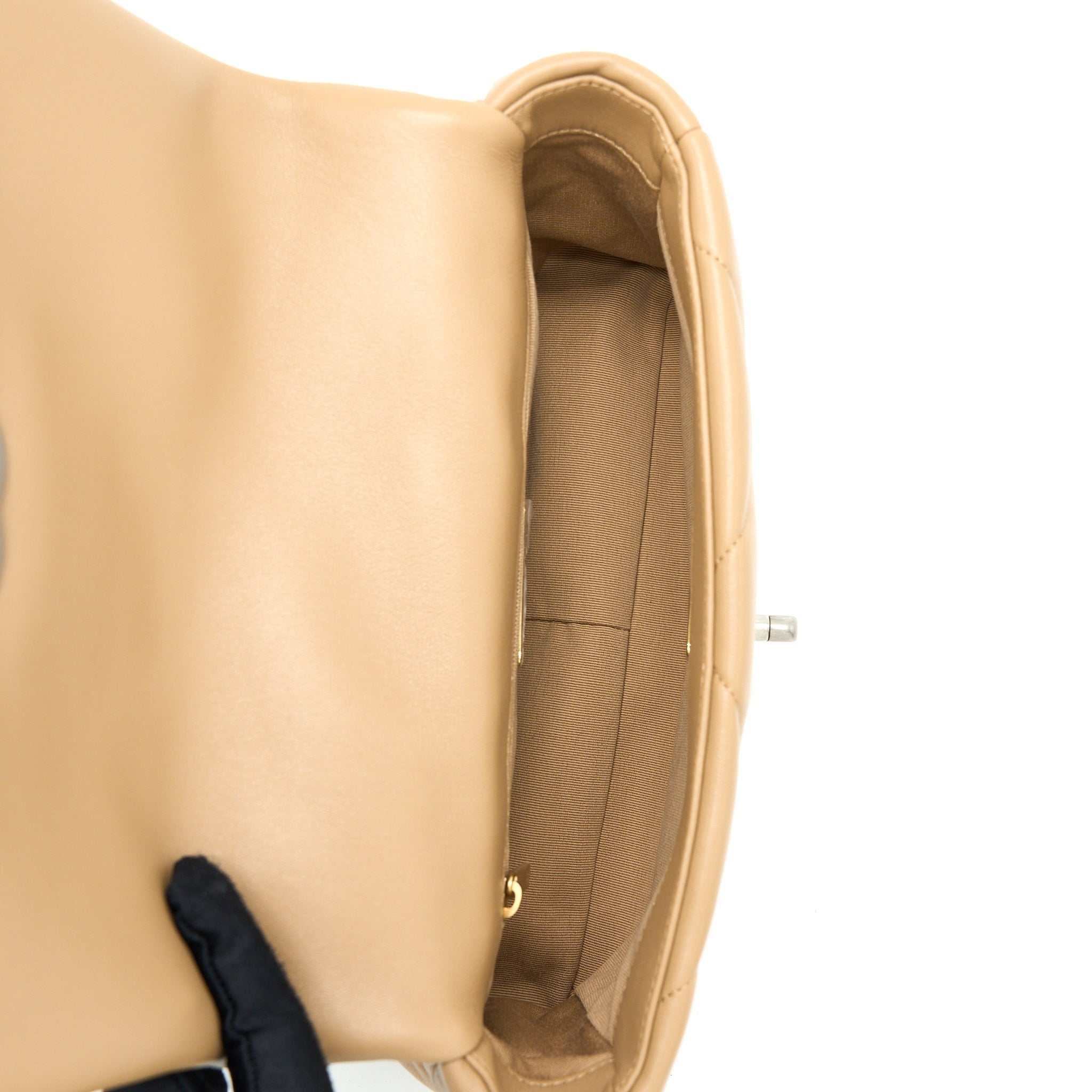 CHANEL 22B SMALL 19 BAG LAMBSKIN BEIGE MULTICOLOR HARDWARE (MICROCHIP)