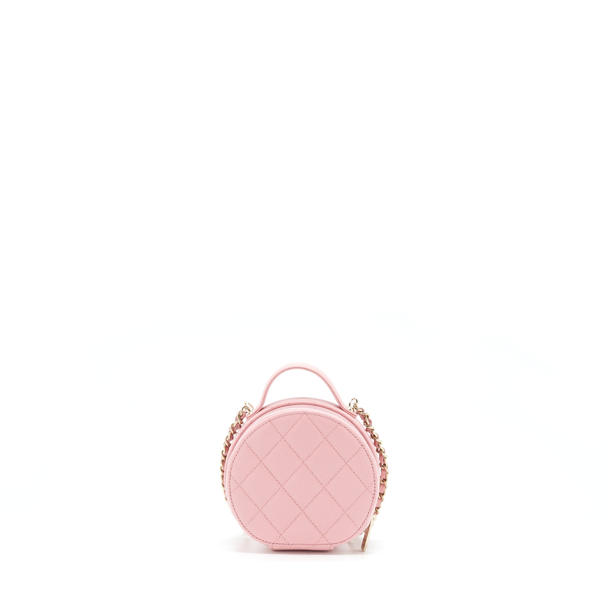 CHANEL 22C MINI ROUND PURSE VANITY CAVIAR LIGHT PINK LGHW