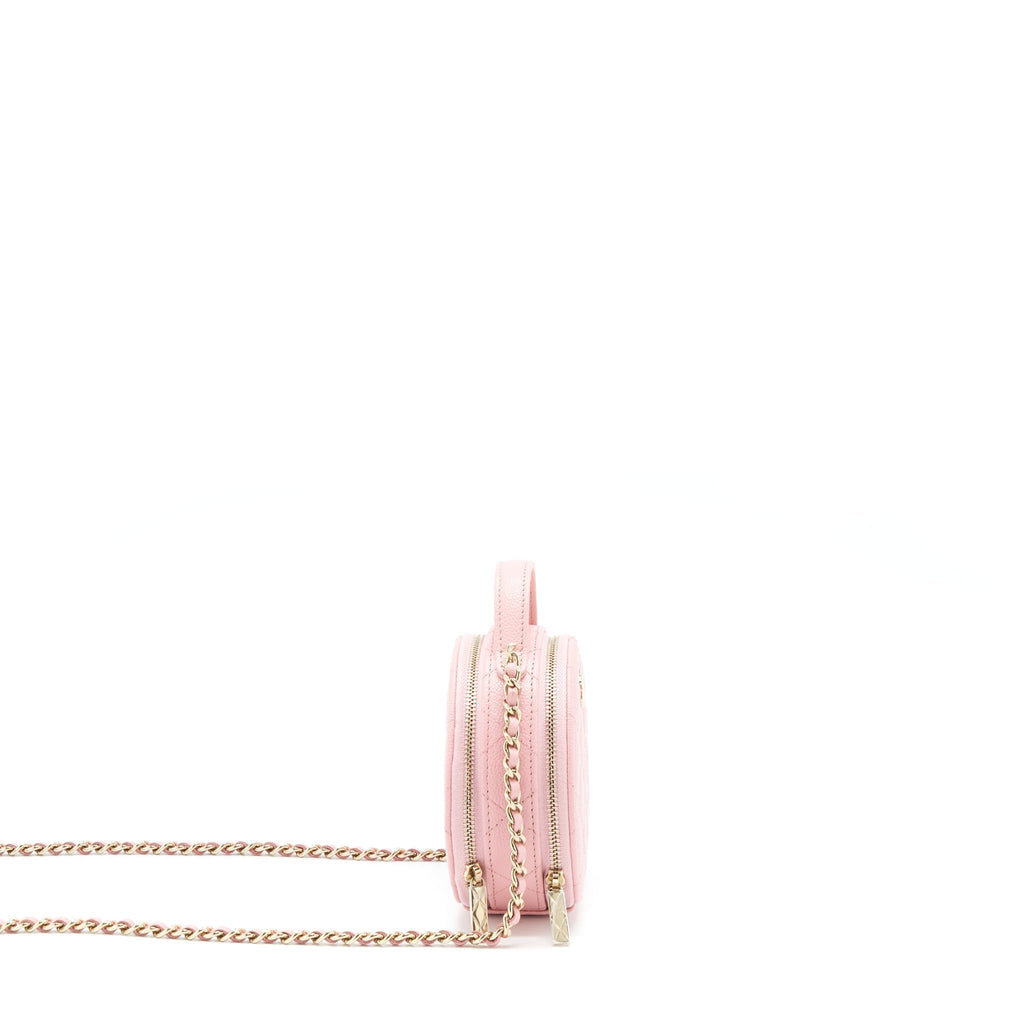 CHANEL 22C MINI ROUND PURSE VANITY CAVIAR LIGHT PINK LGHW
