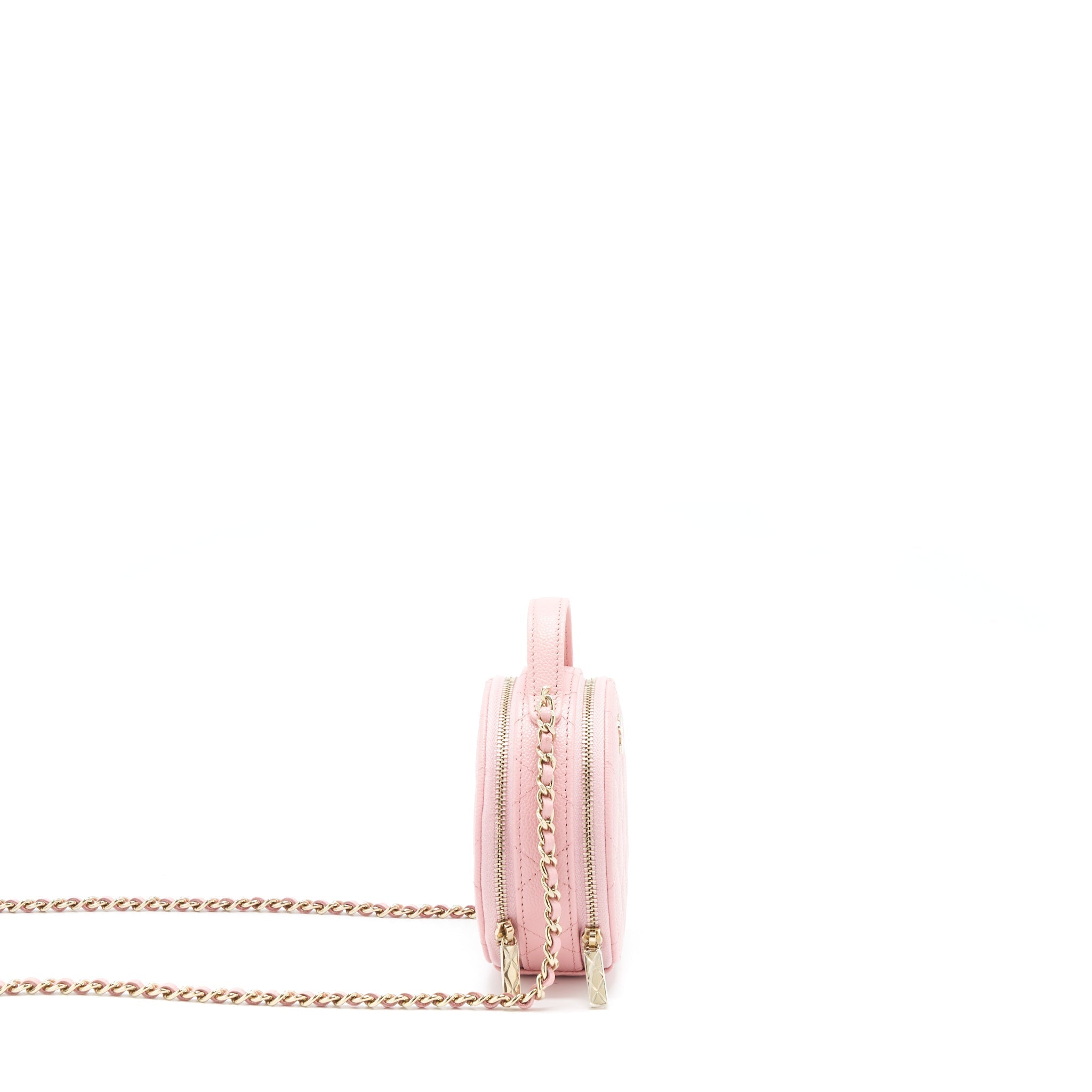 CHANEL 22C MINI ROUND PURSE VANITY CAVIAR LIGHT PINK LGHW