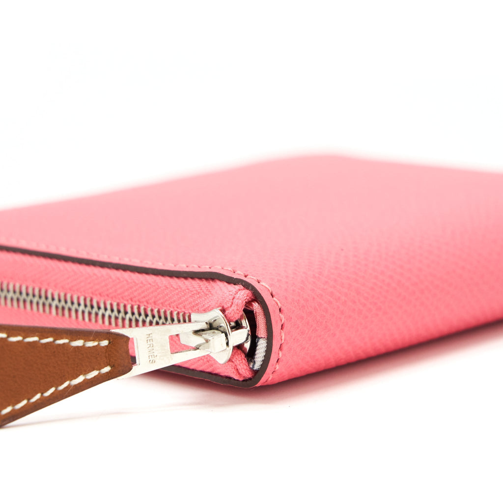 HERMES SILK COMPACT WALLET EPSOM ROSE AZALEE SHW