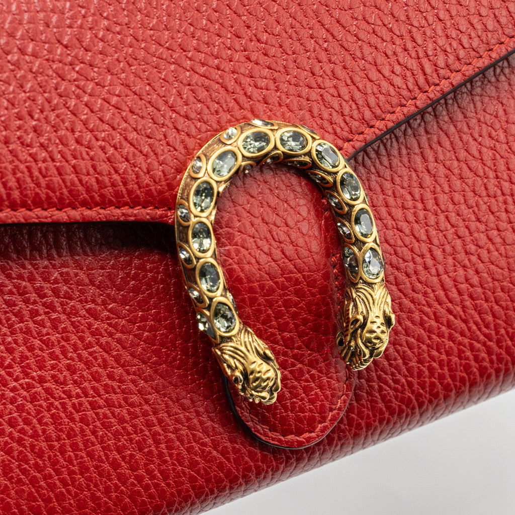 GUCCI DIONYSUS WALLET ON CHAIN CALFSKIN RED MULTICOLOUR HARDWARE