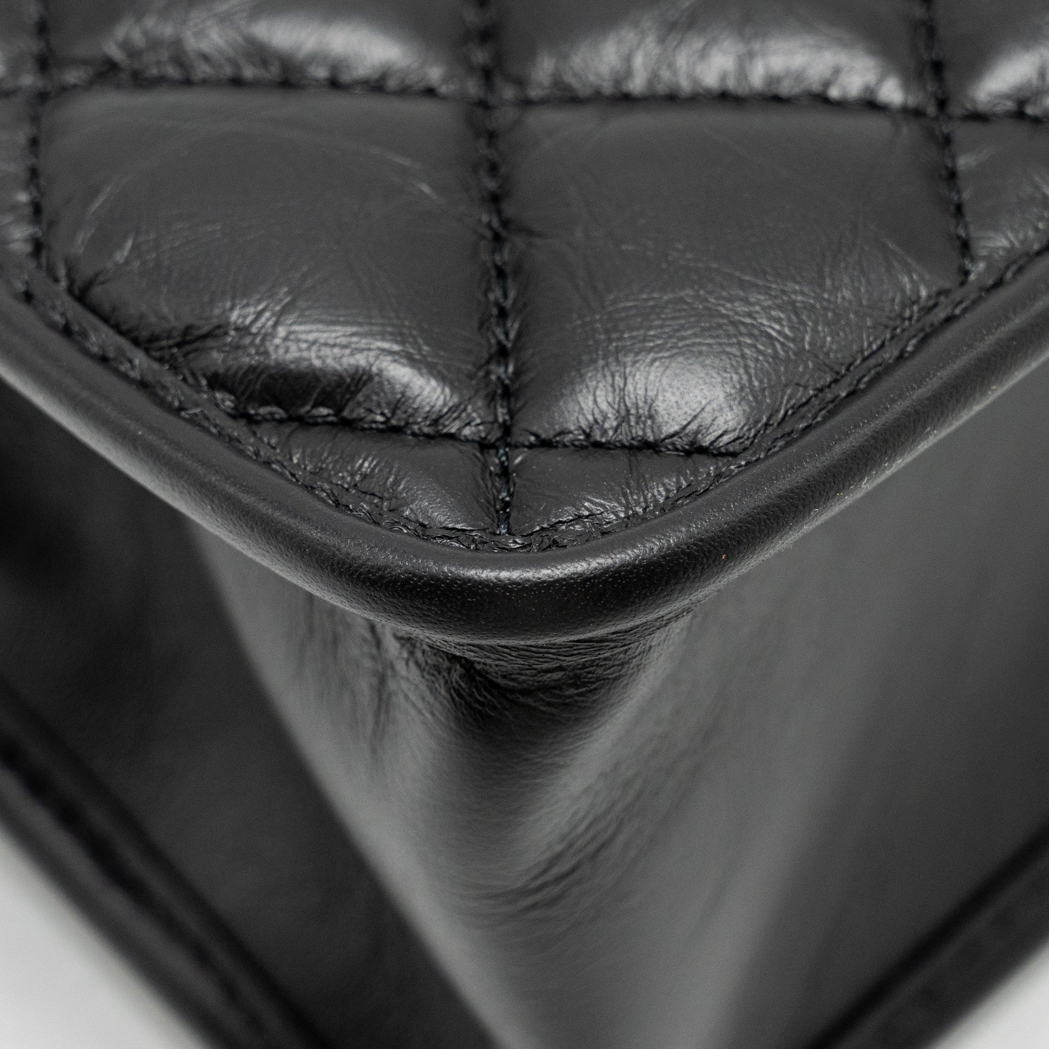 CHANEL 23S CLUTCH BAG WITH CHAIN CALFSKIN BLACK BRUSH GHW (MICROCHIP)