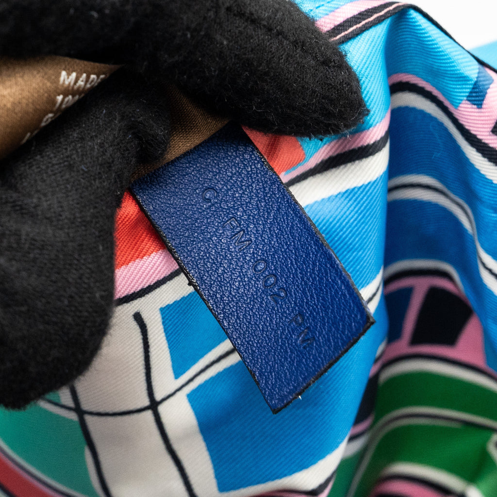 HERMES GARDEN POUCH 36 COUNTRY/SOIE TECH BLUE SAPHIR/PINK/BLUE AZTEQUE
