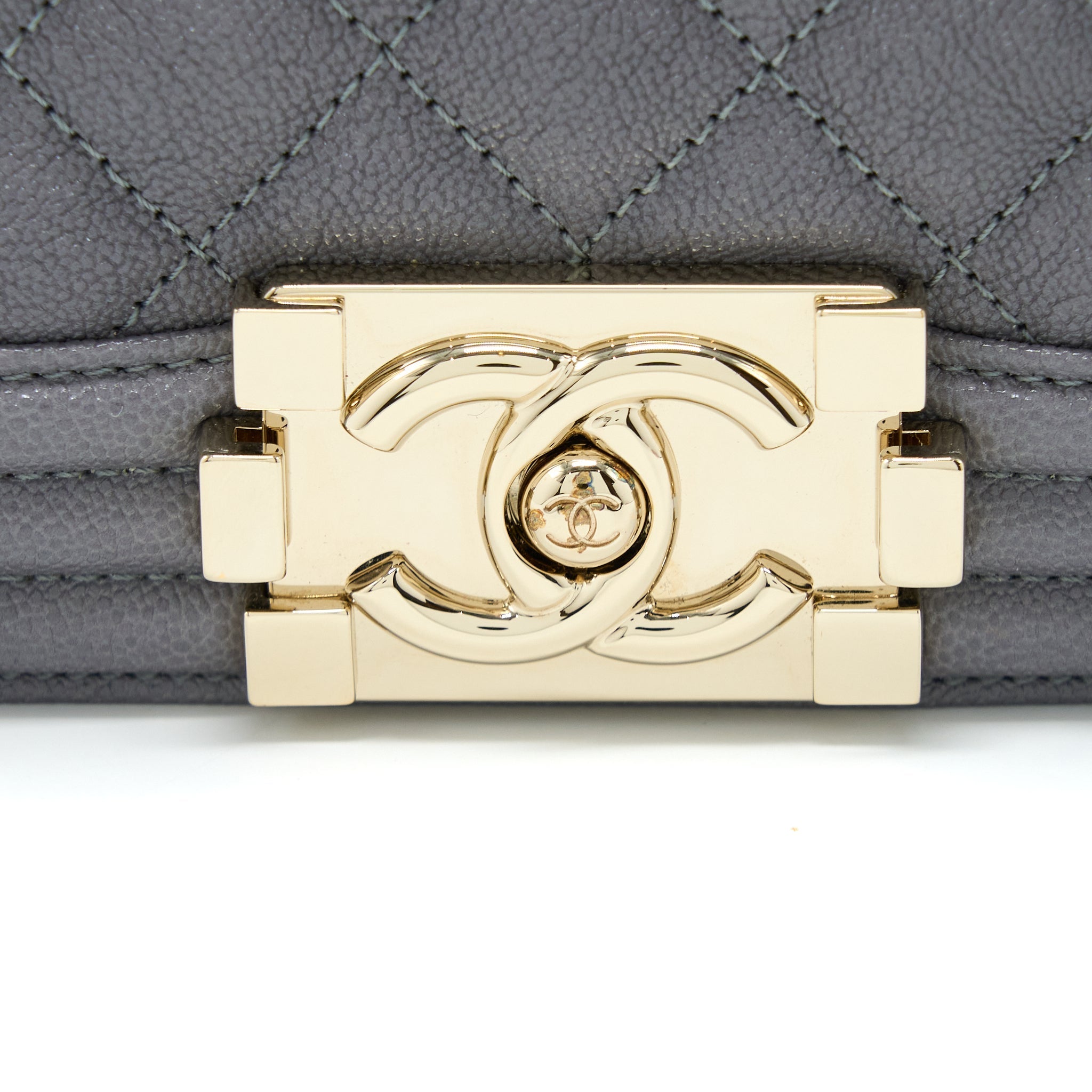 CHANEL SMALL BOY BAG CAVIAR GREY LGHW