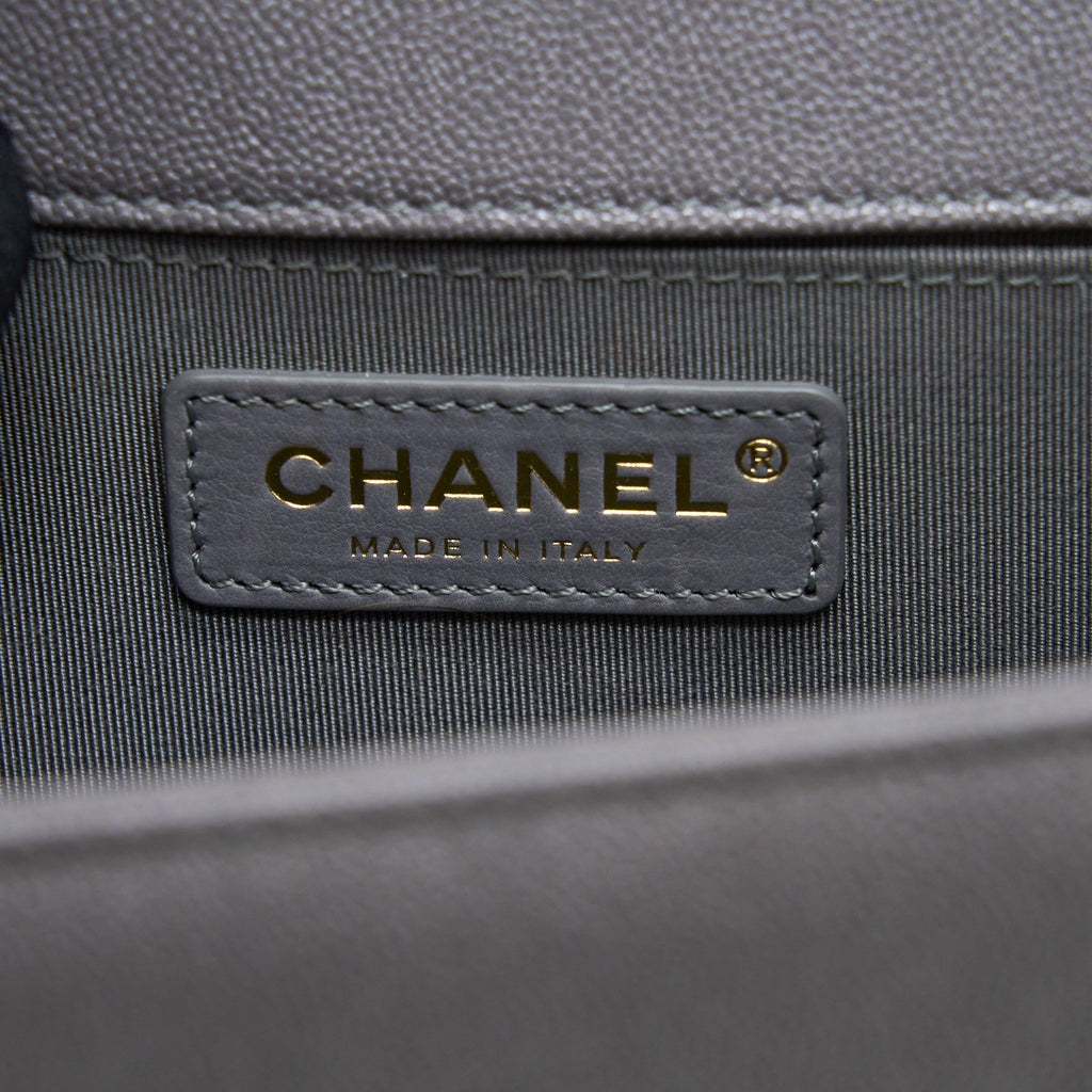 CHANEL SMALL BOY BAG CAVIAR GREY LGHW