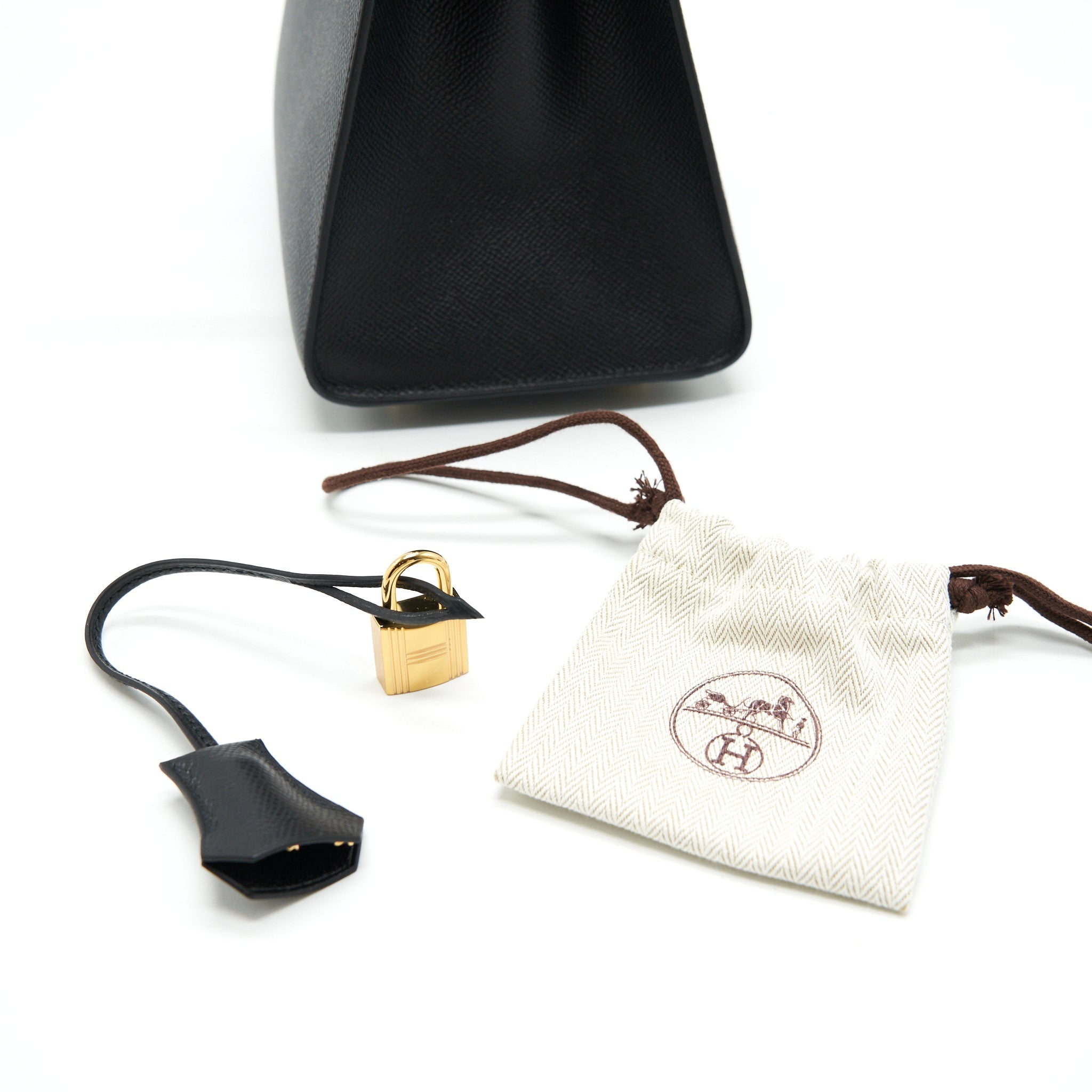 HERMES BIRKIN 25 SELLIER BLACK WITH GHW