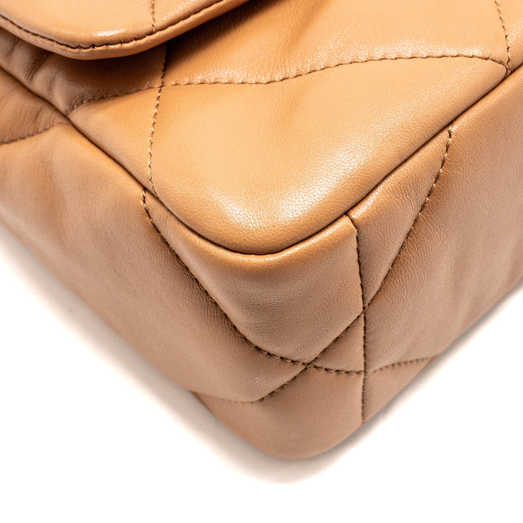 CHANEL SMALL 19 BAG LAMBSKIN CARAMEL MULTICOLOUR HARDWARE (MICROCHIP)