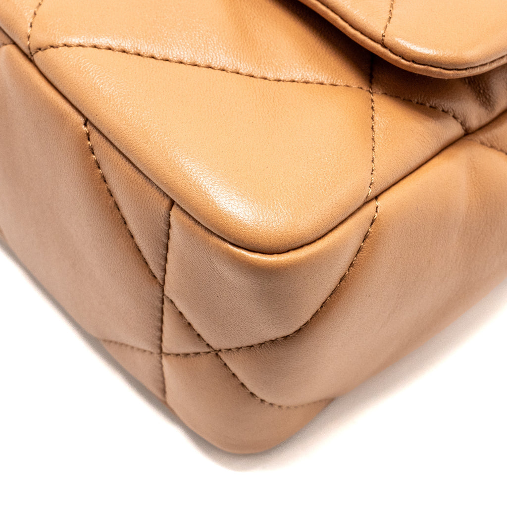 CHANEL SMALL 19 BAG LAMBSKIN CARAMEL MULTICOLOUR HARDWARE (MICROCHIP)