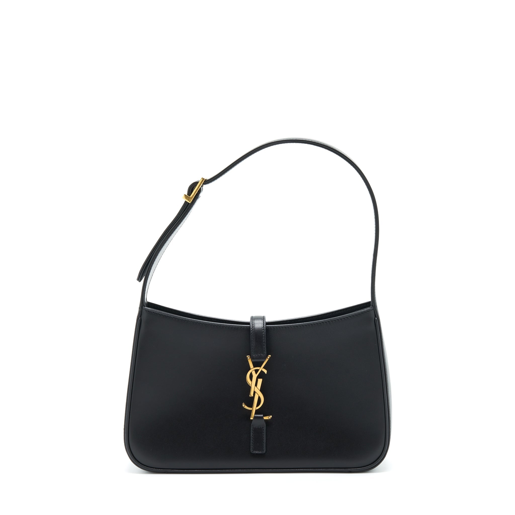 SAINT LAURENT/YSL LE5 A7 HOBO BAG SMOOTH CALFSKIN BLACK GHW