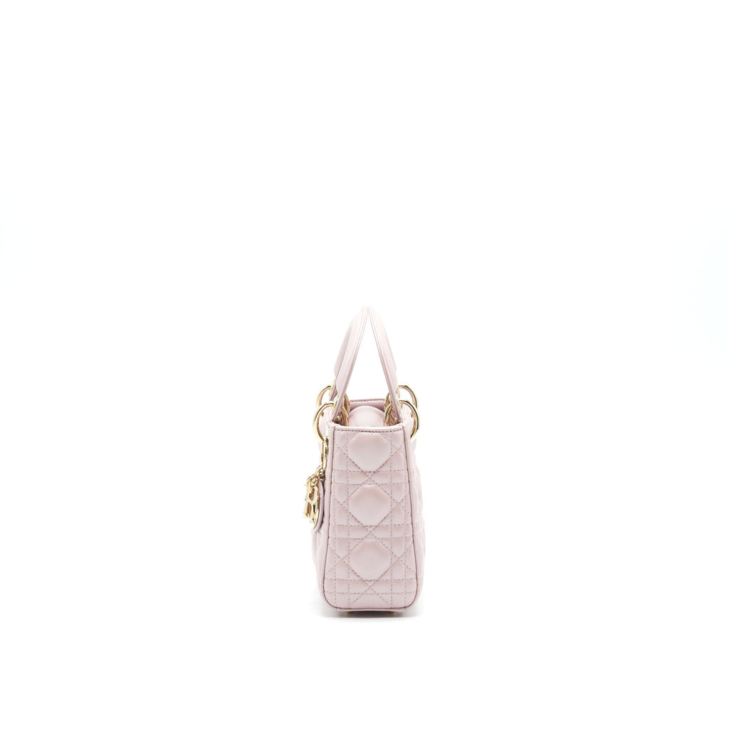 DIOR LADY DIOR MINI TOTE BAG PINK WITH LGHW