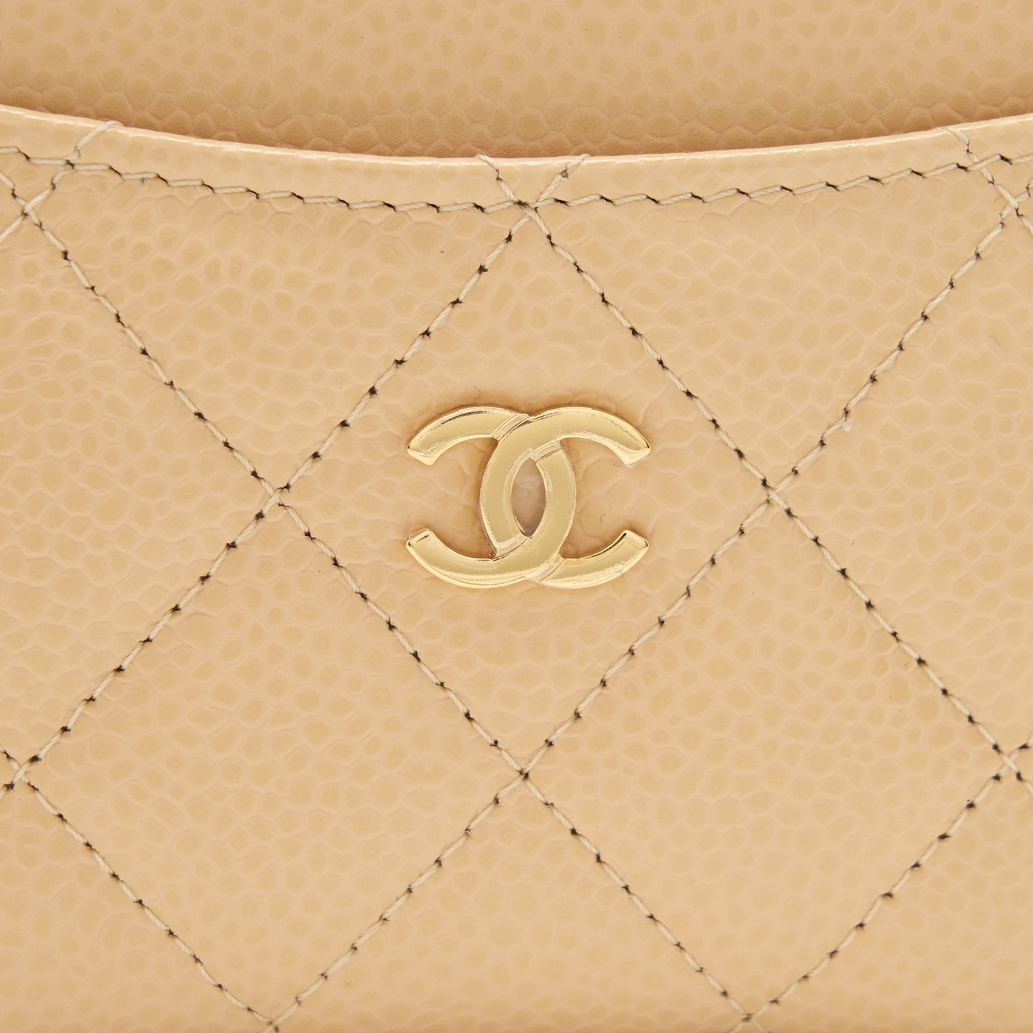 CHANEL CARD HOLDER CAVIAR BEIGE GHW